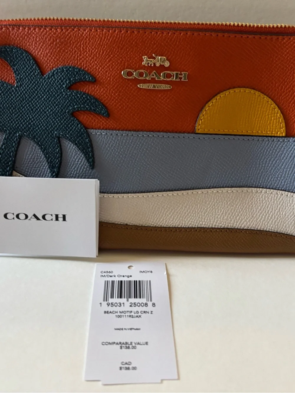 Coach Sunset Wristlet Orange, Blue, Yellow, Cream, Brown NWT